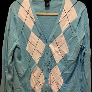 Light Blue IZOD Argyle Cardigan Sweater